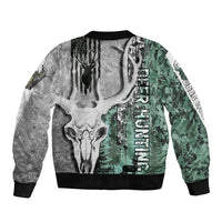 Deer Hunting Abstract Dark Forest Pattern Sleeve Zip Bomber Jacket - Wonder Print Shop