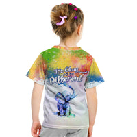Autism Elephant Watercolor Style - It's Okay To Be Different Kid T Shirt TS07 - Wonder Print Shop