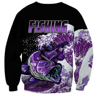 Largemouth Bass Fishing Purple Sweatshirt - Wonder Print Shop