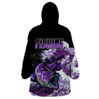 Largemouth Bass Fishing Purple Wearable Blanket Hoodie - Wonder Print Shop