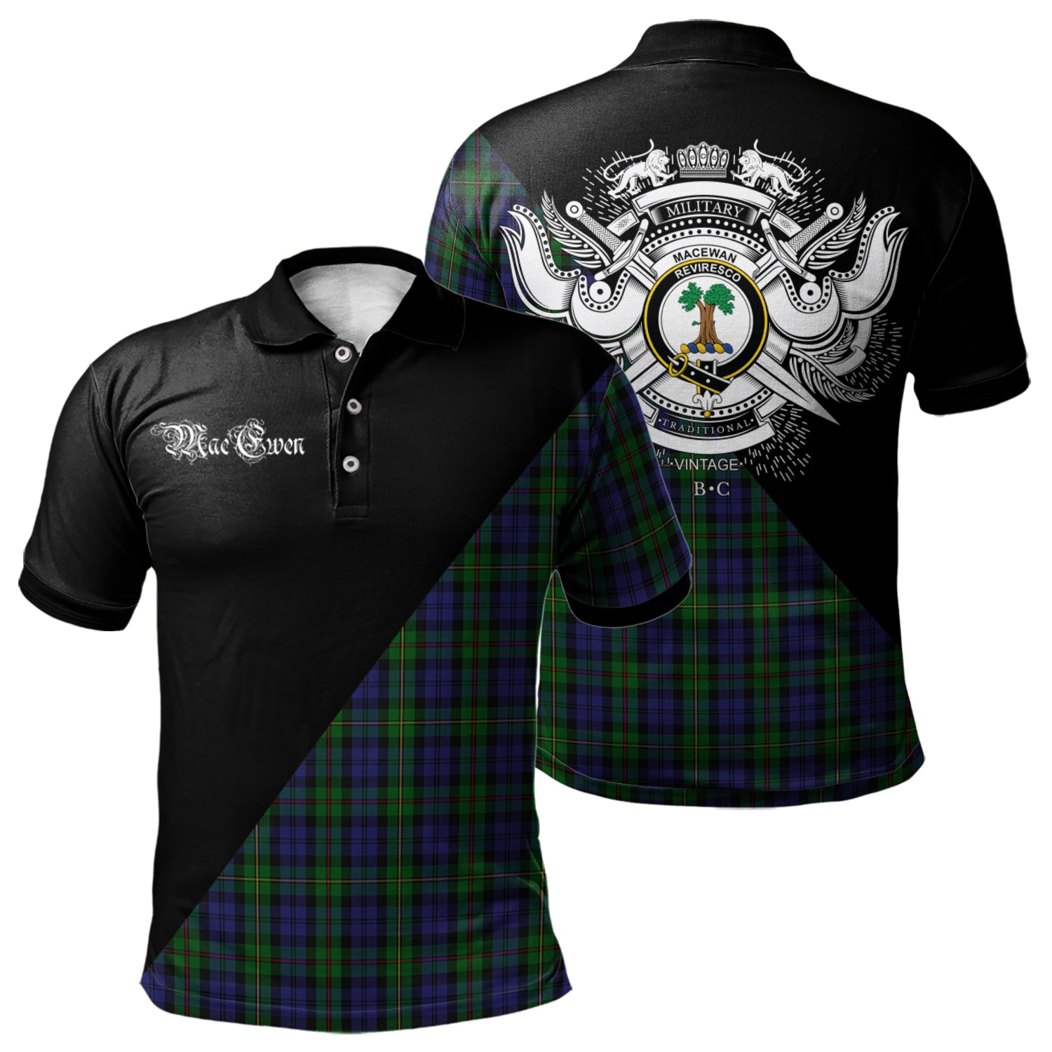 scottish-macewen-macewan-clan-crest-military-logo-tartan-polo-shirt