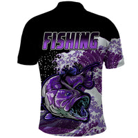 Largemouth Bass Fishing Polo Shirt Purple - Wonder Print Shop