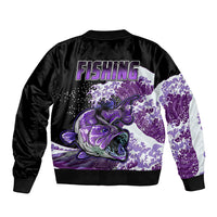 Largemouth Bass Fishing Purple Sleeve Zip Bomber Jacket - Wonder Print Shop