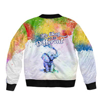 Autism Elephant Watercolor Style - It's Okay To Be Different Bomber Jacket TS07 - Wonder Print Shop