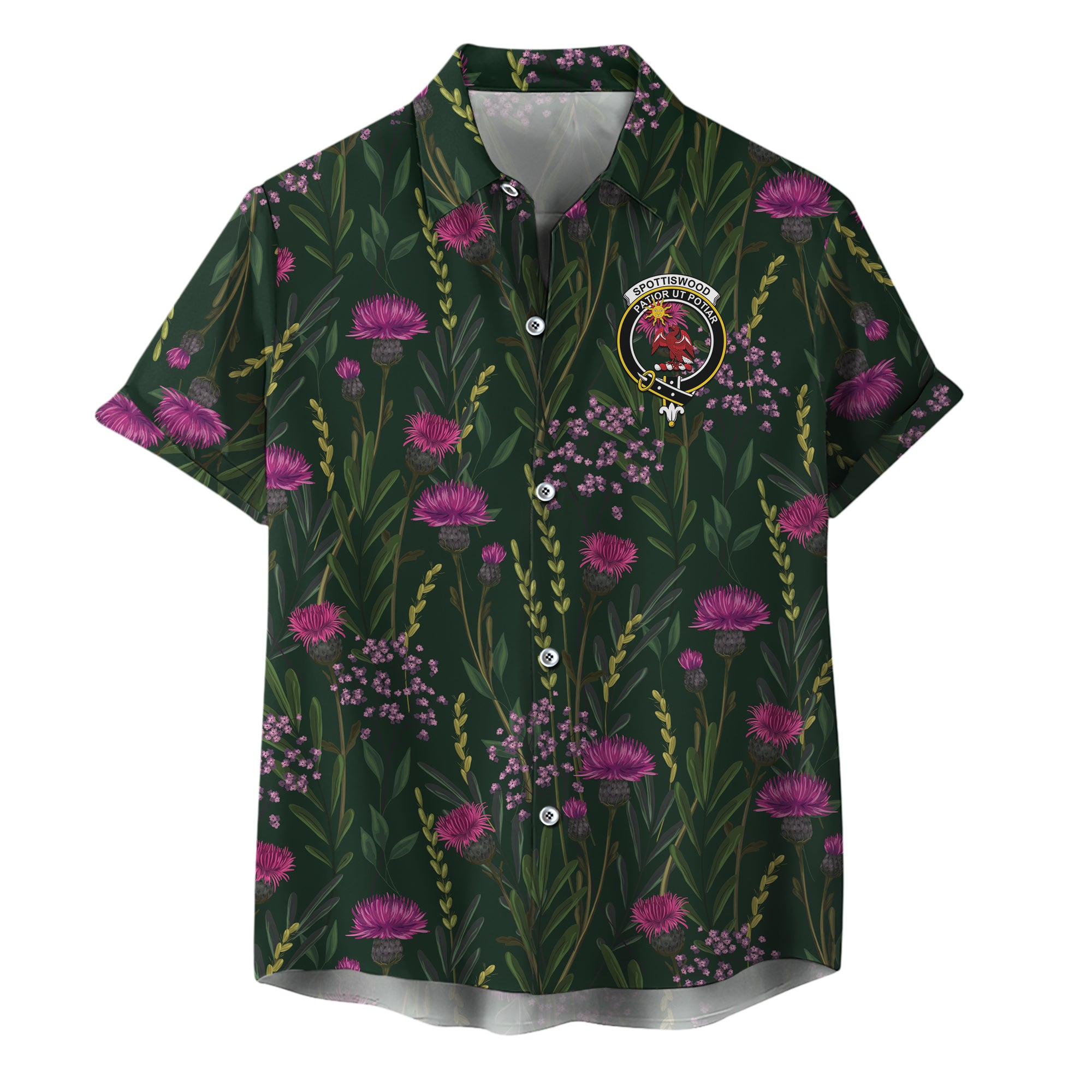 scottish-spottiswood-clan-crest-thistle-hawaiian-shirt