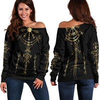 Viking Helm of Awe Gold Art Women Off Shoulder Sweater LT12 - Wonder Print Shop