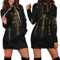 Viking Helm of Awe Gold Art Hoodie Dress LT12 - Wonder Print Shop