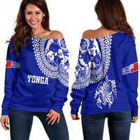 Tonga Women Off Shoulder Sweater Tongan Blue Turtle LT12 - Wonder Print Shop