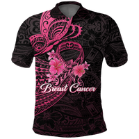 Breast Cancer Pink Ribbon Butterfly Polynesian Black Version Polo Shirt LT12 - Wonder Print Shop