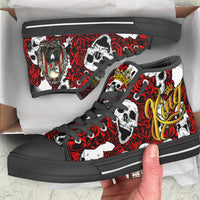 Skull Rose King - Death Cannot Divide Us High Top Canvas Shoes - LT2