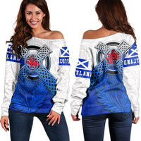 Scotland Pattern Thistle Women Off Shoulder RLT12 - Wonder Print Shop