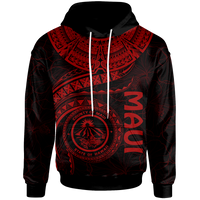 Polynesian Hawaii Hoodie Maui Polynesian Waves Red - Wonder Print Shop