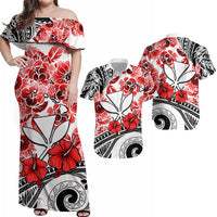 Hawaii Matching Hawaiian Shirt And Dress Polynesian and Red Hibiscus LT13 - Wonder Print Shop