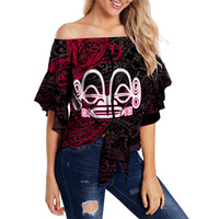 Marquesan Butterfly Polynesian Black Version Off Shoulder Waist Wrap Top - LT12