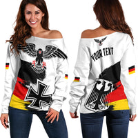 (Custom Personalised) Germany Off Shoulder Sweater Grunge Deutschland Flag and Eagle LT13 - Wonder Print Shop