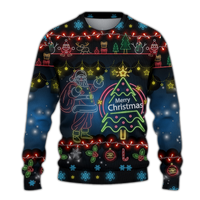 Christmas Santa Neon Lighting Ugly Pattern Sweatshirt - LT12 - Wonder Print Shop