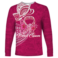 Custom Personalised Breast Cancer Pink Ribbon Butterfly Polynesian Pink Version Long Sleeve Shirt LT12 - Wonder Print Shop