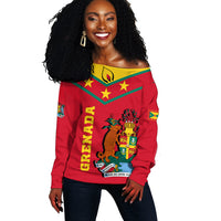 Grenada Women Off Shoulder Sweater - Proud Grenadian LT12 - Wonder Print Shop
