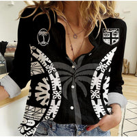 Custom Personalised Fiji Rugby Sevens Fijian Tapa Pattern Women Casual Shirt LT12 - Wonder Print Shop