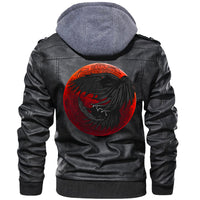 Viking Valknut Zipper Leather Jacket - Red Moon Raven RLT12 - Wonder Print Shop