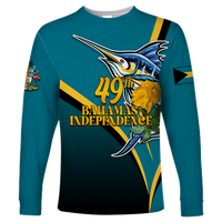 Custom The Bahamas 49th Anniversary Independence Day Blue Marlin Long Sleeve Shirt LT12 - Wonder Print Shop