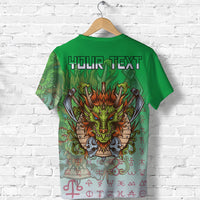 Custom Viking T Shirt Wales Viking T Shirt Dragon Style Green and White RLT12 - Wonder Print Shop