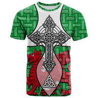 Wales Celtic Cross Dragon T Shirt LT20 - Wonder Print Shop
