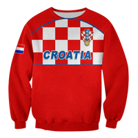 (Custom Personalised) Croatia Football 2022 Checkerboard Sweatshirt - LT12 - Wonder Print Shop