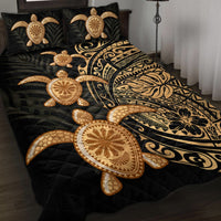 Polynesian Turtle Quilt Bed Set Honu Family Gold LT4 - Wonder Print Shop