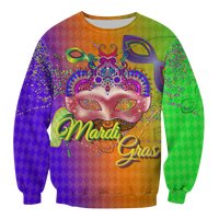 Mardi Gras Mask With Beads Sweatshirt - LT12 - Wonder Print Shop