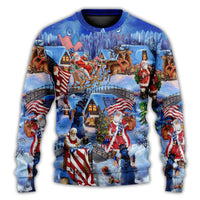 America Christmas Patriotic Santa Claus Ugly Christmas Sweater - Wonder Print Shop