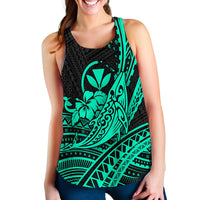 Hawaii Humpback Whale With Hibiscus Tribal Turquoise Women Tank Top LT12 - Wonder Print Shop
