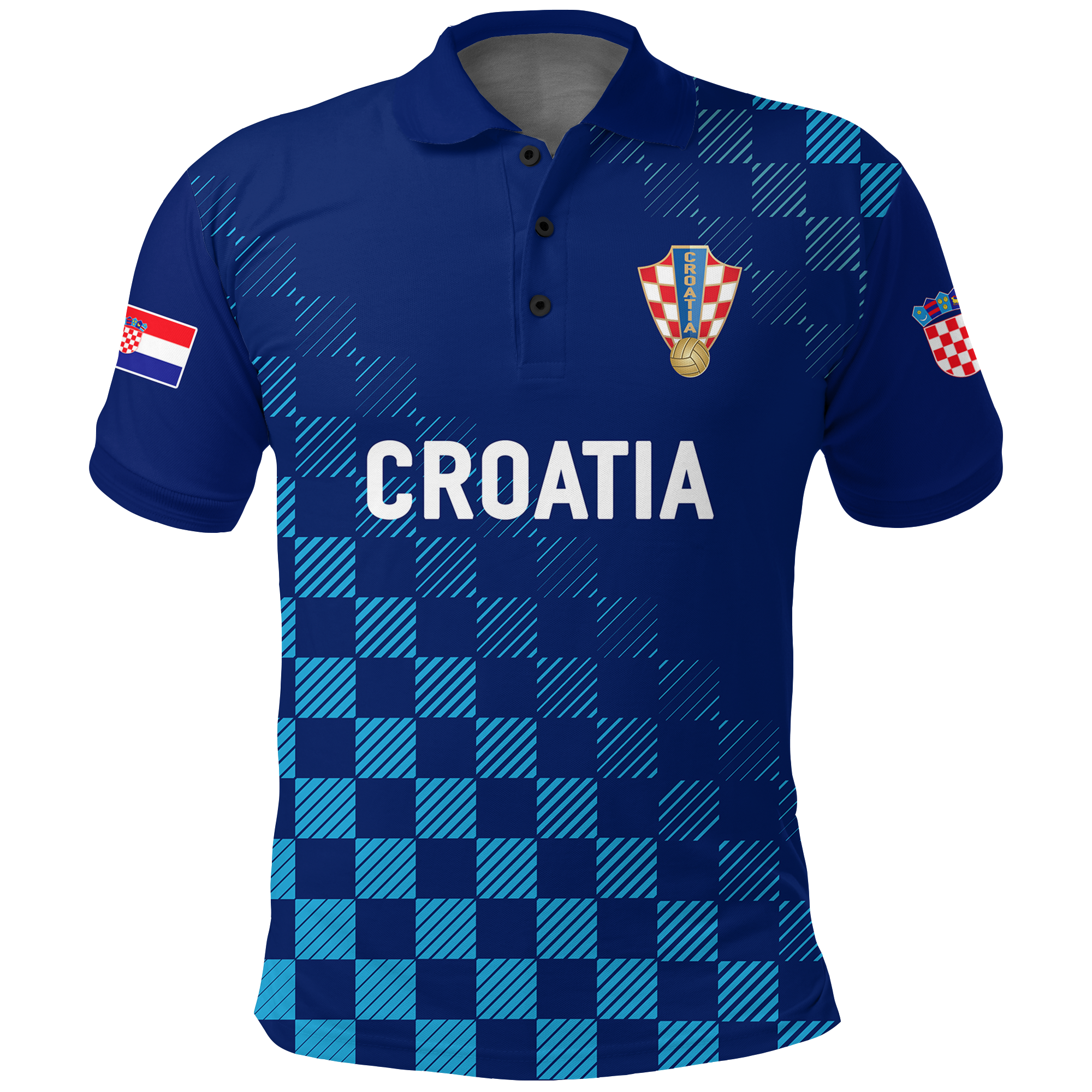 (Custom Personalised) Croatia Football World Cup 2022 Champions Pride Polo Shirt Blue