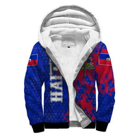 Haiti Sherpa Hoodie - National Flag Polygon Style - Wonder Print Shop