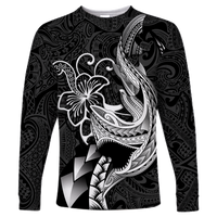 Polynesian Shark Tattoo Hawaii Tribal Long Sleeve Shirt LT12 - Wonder Print Shop