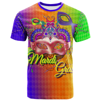 Mardi Gras Mask With Beads T Shirt LT12 - Wonder Print Shop