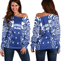 Gambier Islands Tribal Tattoo Women Off Shoulder Sweater LT12 - Wonder Print Shop