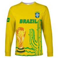 (Custom Personalised) Brazil Champion Football World Cup 2022 Long Sleeve Shirt - LT12 - Wonder Print Shop