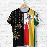 Ethiopia T Shirt Flags Color With Aztec Pattern LT20 - Wonder Print Shop