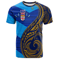 Fiji T Shirt FlagS Color With Gold Polynesian Pattern LT20 - Wonder Print Shop