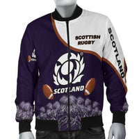 Scotland Rugby Union Bomber Jacket Thistle Flower Purple Original LT20 - Wonder Print Shop