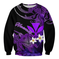 Hawaii Turtle With Plumeria Leaf Purple Sweatshirt LT12 - Wonder Print Shop