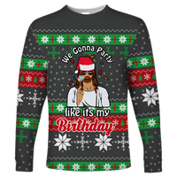 Christmas Jesus Birthday Party Ugly Pattern Long Sleeve Shirt - LT12 - Wonder Print Shop