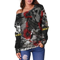Skull Camo - U.S Army Undying Love For The Motherland Women Off Shoulder Sweater - LT2 - Wonder Print Shop