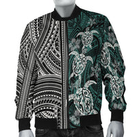 Polynesian Bomber Jacket Turtle With Ethnic Motives and Floral Elements LT20 - Wonder Print Shop