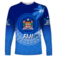 Custom Personalised Fiji Tapa Tribal Coconut Tree Long Sleeve Shirt LT12 - Wonder Print Shop