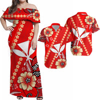 Hawaii Matching Hawaiian Shirt And Dress Kakau Tribal Red Batik Floral Ver.01 LT13 - Wonder Print Shop