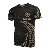 Custom Hawaii Polynesian T Shirt Gold Tribal Wave - Wonder Print Shop