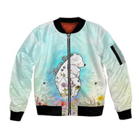 Mother's Day Mama Bear Mix Wild Flowers Sleeve Zip Bomber Jacket TS07 - Wonder Print Shop