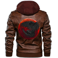 Viking Valknut Zipper Leather Jacket - Red Moon Raven RLT12 - Wonder Print Shop